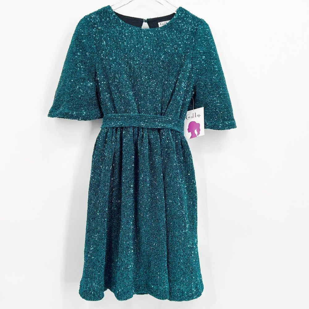 Luli & Me Gabby Girls Size 16 Sequin Belted Dress
